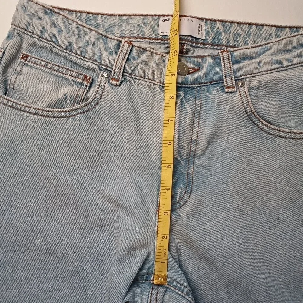 ASOS DESIGN Mens High Rise Straight Leg Light Wash Jeans Size 30x27 Blue Cotton